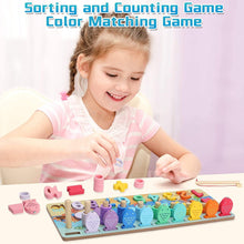 Wooden Shape Puzzle Fishing Game Fun Educational Play