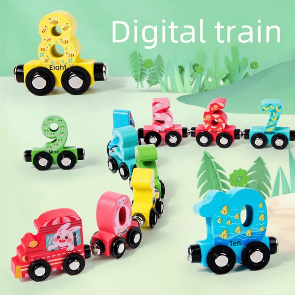 Wooden Digital Number Train Educational Toy Set for Kids