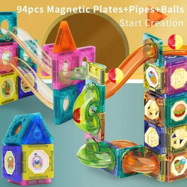 Colorful Magnetic Building Blocks STEM Learning Play Set