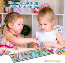 Wooden Shape Puzzle Fishing Game Fun Educational Play