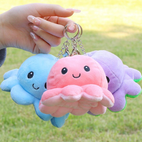 Cute Reversible Mini Octopus Keychain Soft Plush