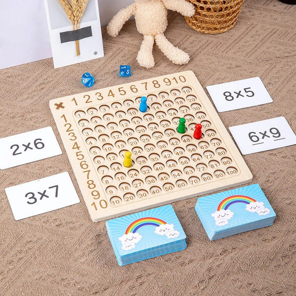 Kids Wooden Multiplication Educational Math Activity Board