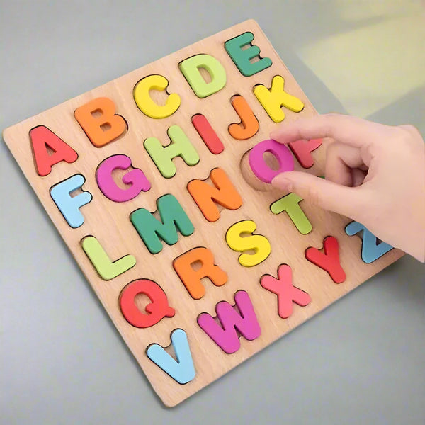 Wooden 3D Numbers Shapes Alphabets Early Learning Puzzle