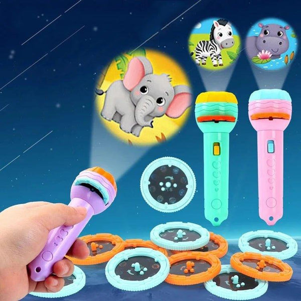 Cartoon Projector Torch Kids Interactive Storytelling Flashlight