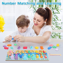 Wooden Shape Puzzle Fishing Game Fun Educational Play