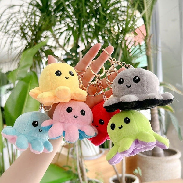 Cute Reversible Mini Octopus Keychain Soft Plush